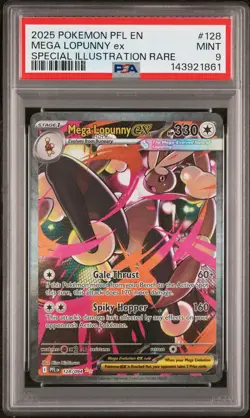 2025 POKEMON PFL SPECIAL ILLUSTRATION RARE #128 MEGA LOPUNNY EX PSA 9 - Image 1