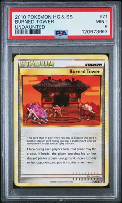 2010 POKEMON HEARTGOLD & SOULSILVER UNDAUNTED #71 BURNED TOWER PSA 9 - Image 1