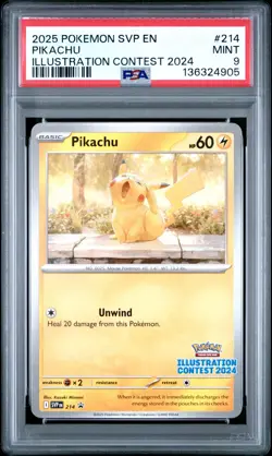 2025 POKEMON SVP EN-SV BLACK STAR PROMO ILLUSTRATION CONTEST 2024 PIKACHU PSA 9 - Image 1