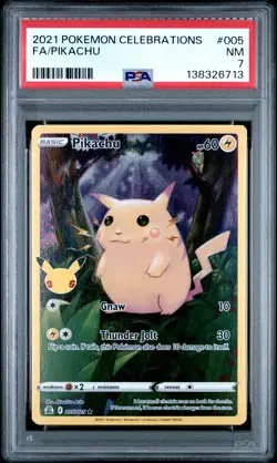 2021 POKEMON CELEBRATIONS #005 FULL ART/PIKACHU PSA 7 - Image 1