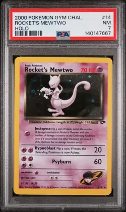 2000 POKEMON GYM CHALLENGE HOLO #14 ROCKET'S MEWTWO PSA 7 - Image 1