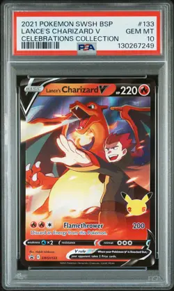 2021 POKEMON SWSH PROMO CELEBRATIONS COLLECTION LANCE'S CHARIZARD V PSA 10 - Image 1