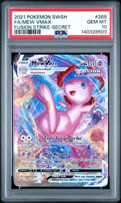 2021 POKEMON SWORD & SHIELD FUSION STRIKE SECRET #269 FULL ART/MEW VMAX PSA 10 - Image 1