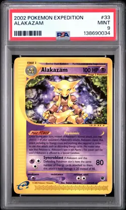 2002 POKEMON EXPEDITION #33 ALAKAZAM PSA 9 - Image 1