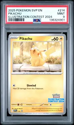 2025 POKEMON SVP EN-SV BLACK STAR PROMO ILLUSTRATION CONTEST 2024 PIKACHU PSA 9 - Image 1