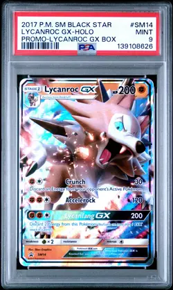 2017 POKEMON SM BLACK STAR PROMO LYCANROC GX BOX #SM14 LYCANROC GX-HOLO PSA 9 - Image 1