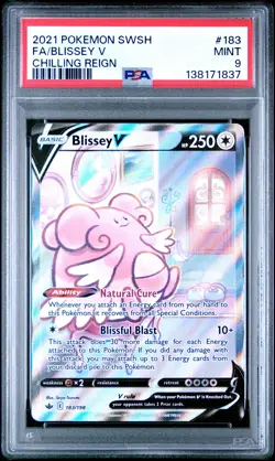 2021 POKEMON SWORD & SHIELD CHILLING REIGN #183 FULL ART/BLISSEY V PSA 9 - Image 1