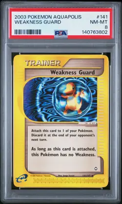 2003 POKEMON AQUAPOLIS #141 WEAKNESS GUARD PSA 8 - Image 1