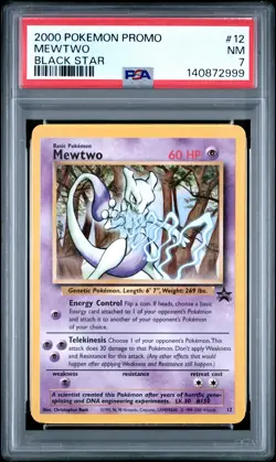2000 POKEMON PROMO BLACK STAR #12 MEWTWO PSA 7 - Image 1