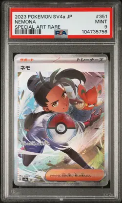 2023 POKEMON JAPANESE SV4A-SHINY TREASURE EX SPECIAL ART RARE #351 NEMONA PSA 9 - Image 1