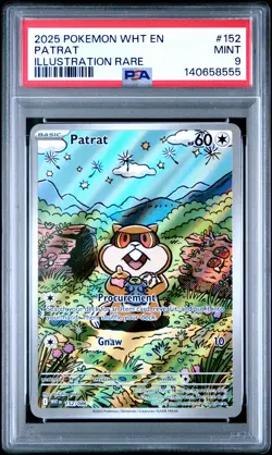 2025 POKEMON WHT EN-WHITE FLARE ILLUSTRATION RARE #152 PATRAT PSA 9 - Image 1