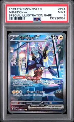2023 POKEMON SVI EN-SCARLET & VIOLET SPECIAL ILLUSTRATION RARE MIRAIDON EX PSA 9 - Image 1