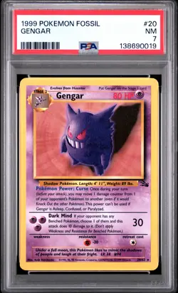 1999 POKEMON FOSSIL #20 GENGAR PSA 7 - Image 1