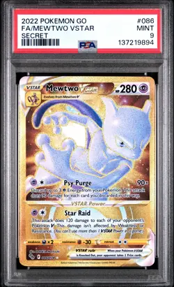 2022 POKEMON GO SECRET #086 FULL ART/MEWTWO VSTAR PSA 9 - Image 1