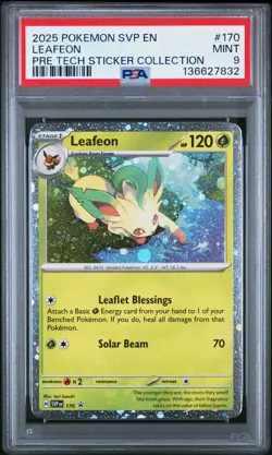 2025 POKEMON SVP PRISMATIC EVOLUTIONS TECH STICKER COLLECTION LEAFEON PSA 9 - Image 1