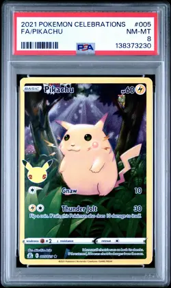 2021 POKEMON CELEBRATIONS #005 FULL ART/PIKACHU PSA 8 - Image 1