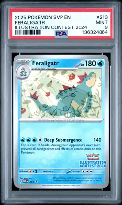 2025 POKEMON SVP EN-SV ILLUSTRATION CONTEST PROMO #213 FERALIGATR PSA 9 - Image 1