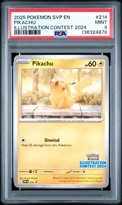 2025 POKEMON SVP EN-SV BLACK STAR PROMO ILLUSTRATION CONTEST 2024 PIKACHU PSA 9 - Image 1