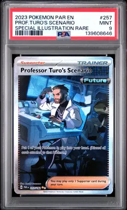 2023 POKEMON PAR SPECIAL ILLUSTRATION RARE #257 PROFESSOR TURO'S SCENARIO PSA 9 - Image 1