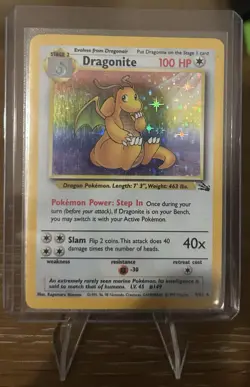 Pokemon Dragonite Holo Fossil 4/62 Unlimited Rare Vintage 1999 WOTC - Image 1