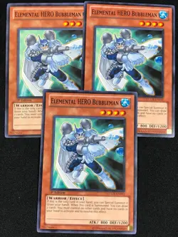 YUGIOH ELEMENTAL HERO BUBBELMAN LCGX-EN012 1ST COMMON X3 (NM) - Image 1