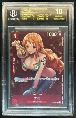 2022-24 One Piece Japanese Nami P Promo #ST01-007 BGS 10 Pristine Black Label - Image 1