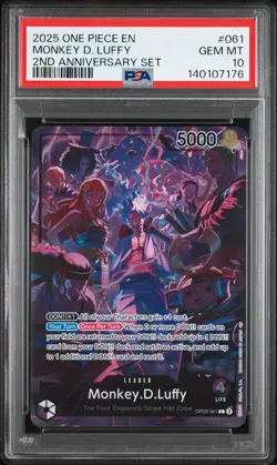 2025 ONE PIECE ENGLISH VERSION 2ND ANNIVERSARY SET #061 MONKEY D. LUFFY PSA 10 - Image 1