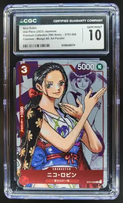 2022 ONE PIECE CCG JAPANESE NICO ROBIN MANGA ALT ART ST01-008 CGC 10 D PT - Image 1