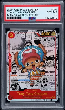 2024 ONE PIECE EB01-MEMORIAL COLLECTION MANGA ALT ART TONY TONY CHOPPER PSA 10 - Image 1