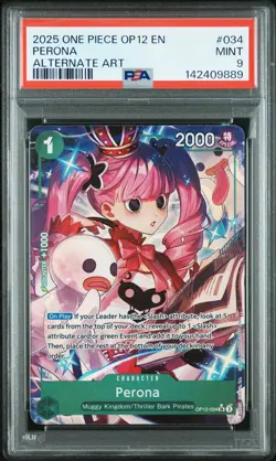 2025 ONE PIECE OP12-LEGACY OF THE MASTER ALTERNATE ART #034 PERONA PSA 9 - Image 1