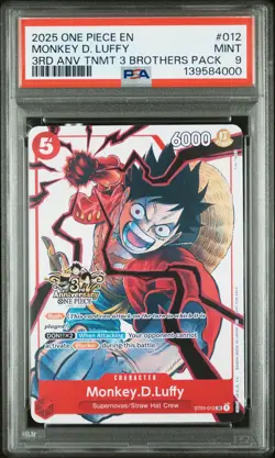 2025 ONE PIECE 3RD ANNIV TOURNAMENT 3 BROTHERS PACK #012 MONKEY D. LUFFY PSA 9 - Image 1