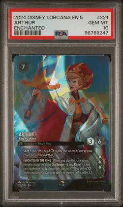 2024 DISNEY LORCANA SHIMMERING SKIES ENCHANTED ARTHUR KING VICTORIOUS PSA 10 - Image 1