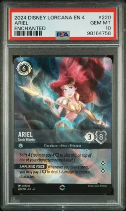 2024 DISNEY LORCANA EN 4-URSULA'S RETURN ENCHANTED ARIEL SONIC WARRIOR PSA 10 - Image 1