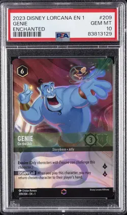 2023 DISNEY LORCANA EN 1-THE FIRST CHAPTER ENCHANTED GENIE - ON THE JOB PSA 10 - Image 1