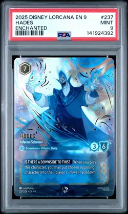 2025 DISNEY LORCANA EN 9-FABLED ENCHANTED #237 HADES - INFERNAL SCHEMER PSA 9 - Image 1
