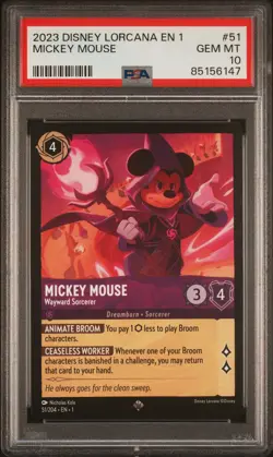 2023 DISNEY LORCANA THE FIRST CHAPTER MICKEY MOUSE - WAYWARD SORCERER PSA 10 - Image 1