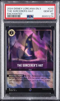 2024 DISNEY LORCANA EN 3-INTO THE INKLANDS ENCHANTED THE SORCERER'S HAT PSA 10 - Image 1
