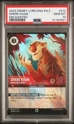 2023 DISNEY LORCANA EN 2 ENCHANTED #212 SHERE KHAN MENACING PREDATOR PSA 10 - Image 1