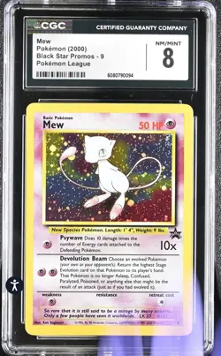 Mew 09/53 Wotc Black Star Promo Holo 2000 CGC 8 NM/MINT - Image 2