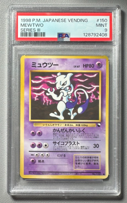 1998 Pokemon Japanese Vending Series III 3 #150 Mewtwo PSA 9 Graded Card - Image 1