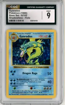 CGC MINT 9 Pokemon TCG Gyarados 006/102 Base Set (Shadowless) Holo Rare Wotc - Image 1