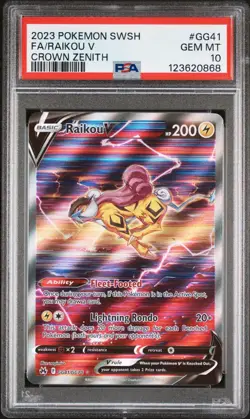 2023 Pokemon SWSH Full Art Raikou V Crown Zenith Galarian Gallery #GG41 PSA 10 - Image 1