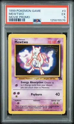 1999 POKEMON GAME MOVIE PROMO #3 MEWTWO PSA 5 - Image 1