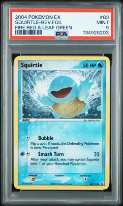 2004 POKEMON EX FIRE RED & LEAF GREEN #83 SQUIRTLE-REVERSE FOIL PSA 9 - Image 1