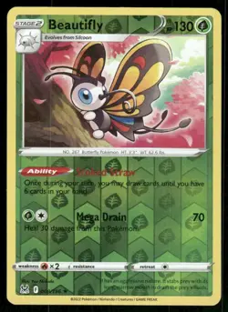 Beautifly 2022 Lost Origin Reverse Holo Pokemon Card 008/196 (NM) - Image 1