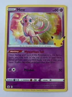Mew 011/025 - Rare Holo - Celebrations 25th - Pokemon Card - NM - 1¢ start! - Image 1