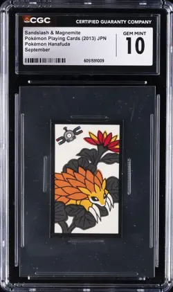 2013 POKEMON HANAFUDA PLAYING CARDS SANDSLASH & MAGNEMITE CGC 10 GEM MINT - Image 1