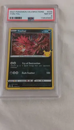 Pokemon Celebrations Yveltal 019/025 Holo Rare PSA 8 Graded Card 2021 - Image 1