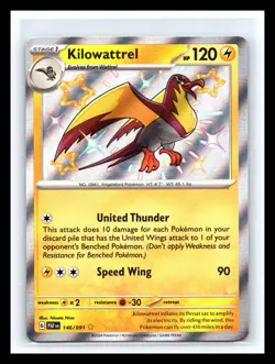 💥 Kilowattrel # 146/091 Paldean Fates Baby Shiny Holo Rare - Pokemon Card 2024 - Image 1