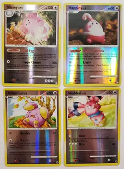 Lot Of 4 Holo Cards Blissey, Happiny, Whismur, Snubbull Pokemon 2007 2008 - Image 1